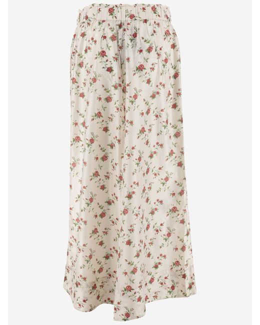 Péro Natural Silk Pants With Floral Pattern