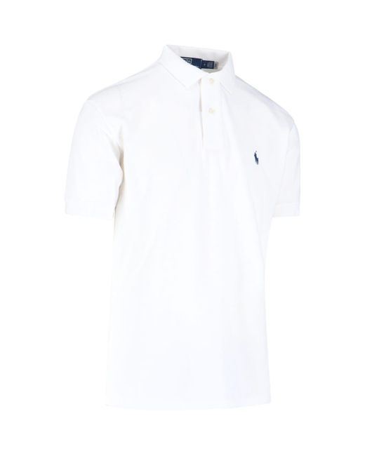 Polo Ralph Lauren White Embroidered Logo Polo Shirt for men