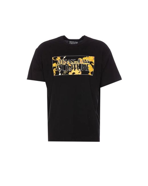 Versace Jeans Black Logo-Print Cotton T-Shirt for men