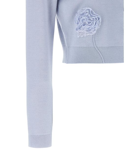 Self-Portrait Blue Polyester Cardigan Clothing