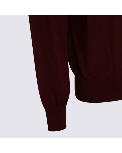 Saint Laurent Red Bordeaux Wool Knitwear for men