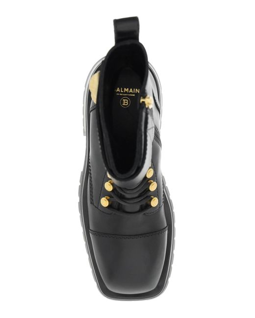 Balmain Black Leather Ranger Boots With Maxi Buttons