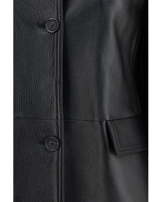 Totême Black Leather Jacket Grained Outer: Cow