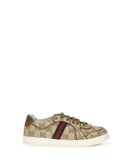 Gucci Metallic Sneakers Gg Monogram Web Detail Upper Fabric Trainers for men