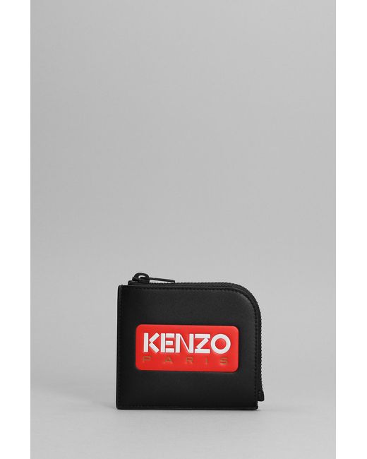 KENZO Red Wallet In Black Leather