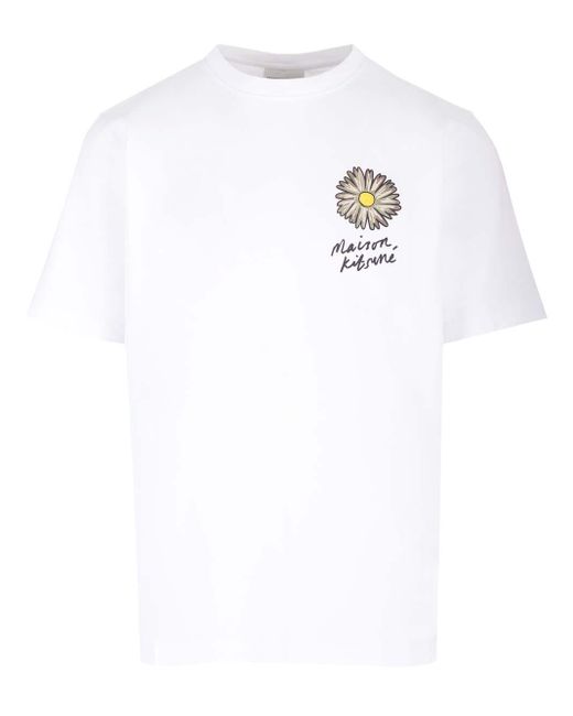 Maison Kitsuné White Floating Flower T-Shirt for men