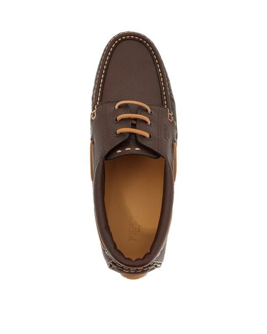Fendi Brown Deck Logo Lace-Up Shoes Derby & Oxfords for men