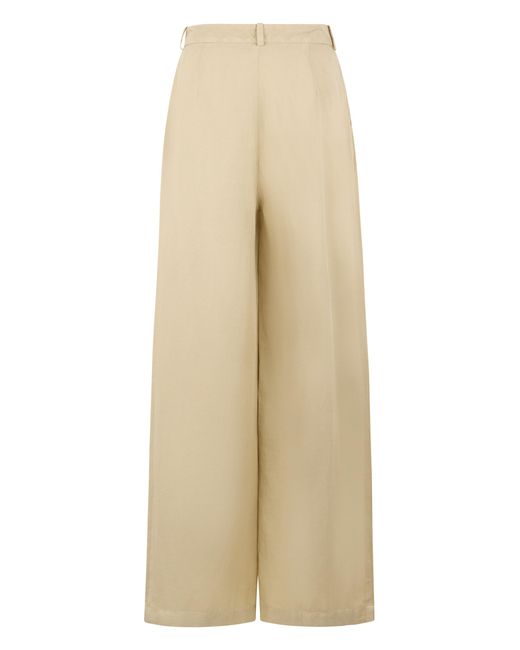 120% Lino Natural Linen Wide-Leg Trousers