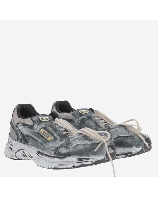 Autry Gray Sneakers Super Vintage Leather And Fabric Trainers for men