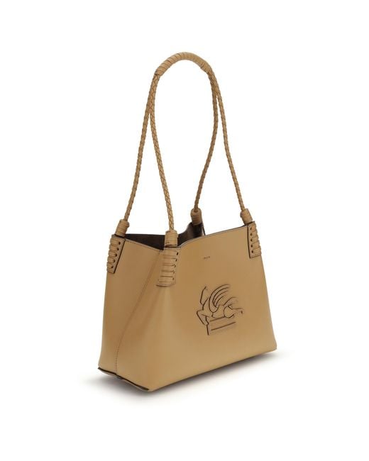 Etro Natural Libra Shopping Bag Calf Suede Shoulder