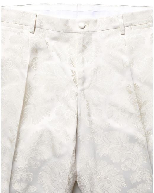 Dolce & Gabbana Natural Floral Dress Formal Trouser Pants Polyester Acetate Nylon for men