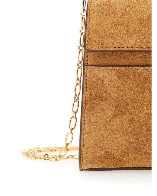 SAVETTE Natural Crossbody Bag Chain Symmetry Suede Shoulder
