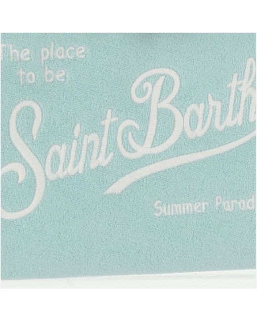 Mc2 Saint Barth Blue Fabric Clutch Bag With Logo