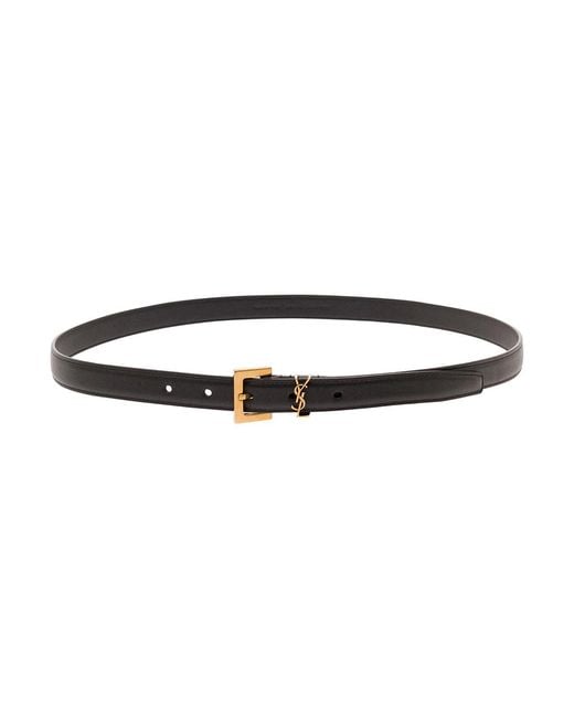 Saint Laurent White Leather Belt With Gancini Buckle — Calf