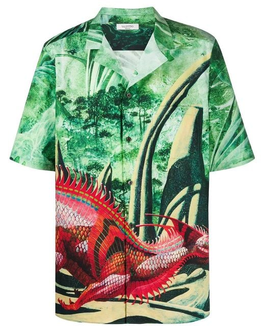 Valentino Green Graphic Print Shirt for men