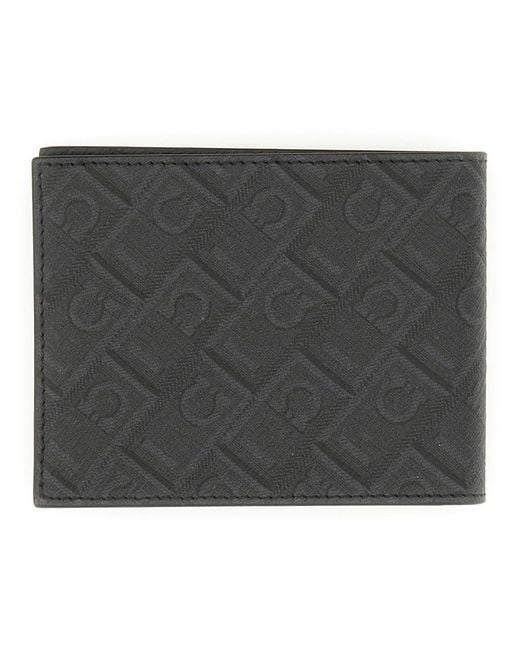 Ferragamo Black Leather Monogram Wallet Calf & Purses for men