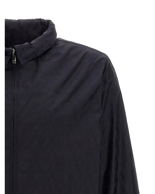 Valentino Garavani Blue Toile Iconographe Windbreaker Polyamide Down Jacket, Parka, Casual Jackets for men
