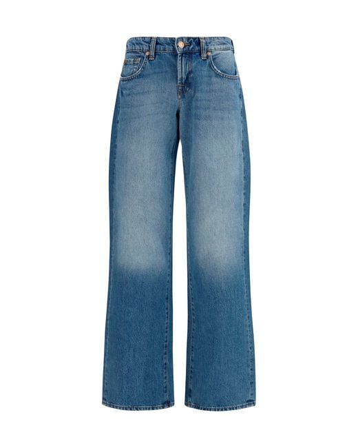 7 For All Mankind Blue Jeans Straight-Leg Cotton