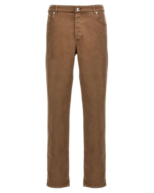 Brunello Cucinelli Brown Garment Denim Jeans for men