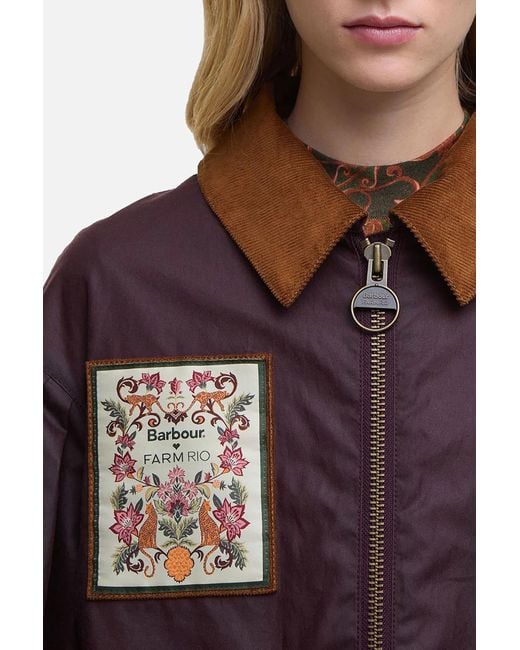 Barbour Brown X Farm Rio Thais Wax Jacket