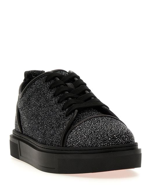 Christian Louboutin Black Adolon Junior Panelled Leather Low-top Trainers for men