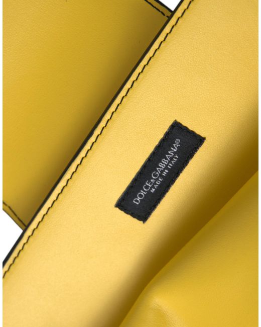 Dolce & Gabbana Yellow Smooth Leather Dg Logo Clutch Crossbody Case Bag