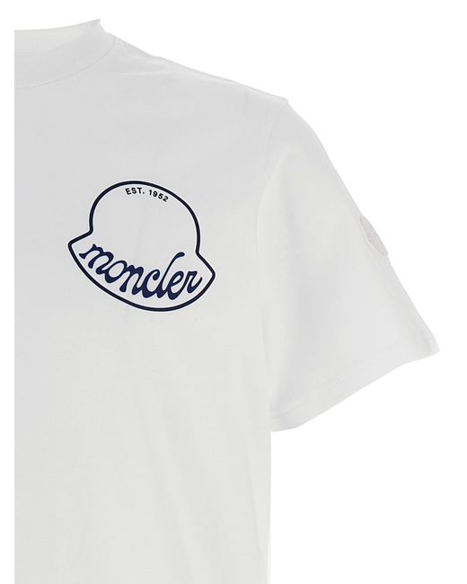 Moncler White Logo Print T-Shirt for men