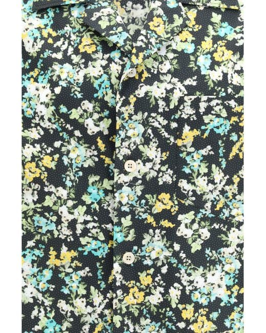 Valentino Green Shirt With An All-Over Papier Floral Cotton for men