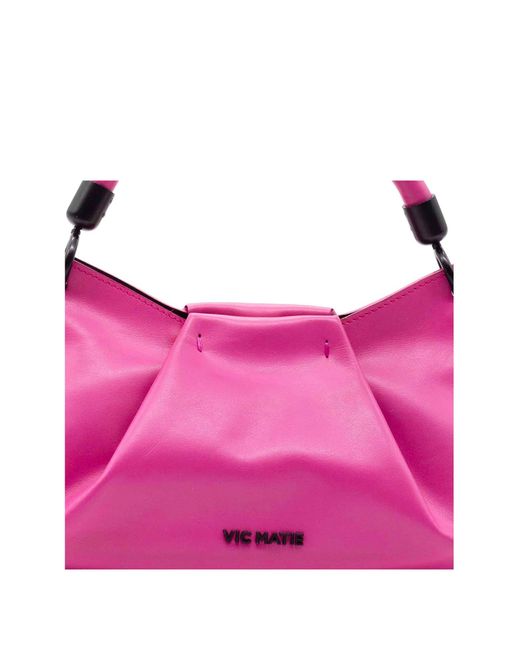 Vic Matié Pink Leather Clutch Bag With Shoulder Strap
