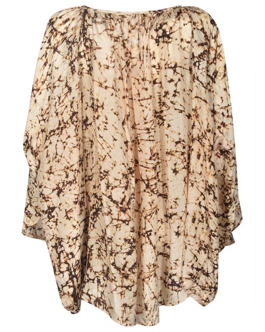Mes Demoiselles Natural Oversized Printed Blouse