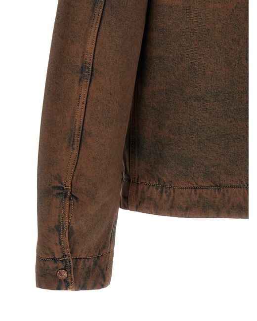 DIESEL Brown Padded Blouson In Coated Denim for men