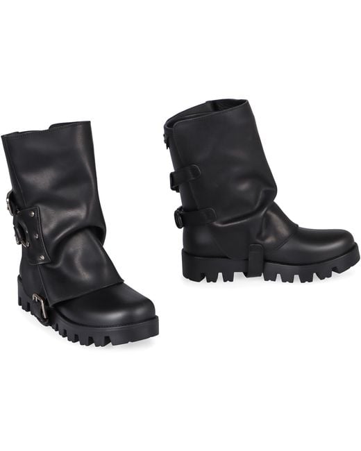 Dolce & Gabbana Black Rubber And Leather Boots