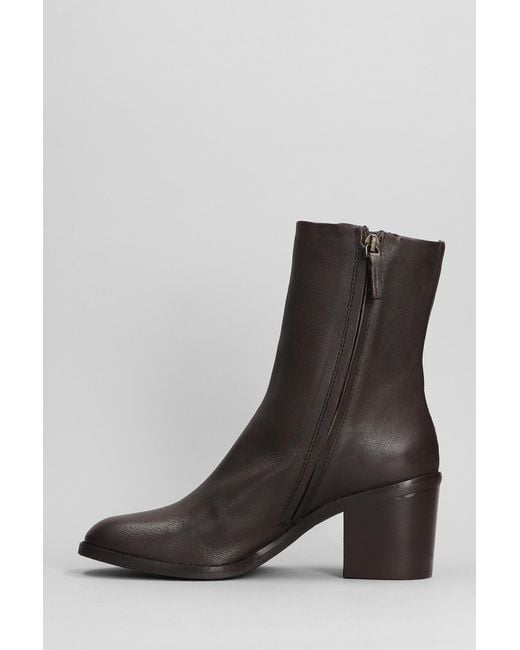 Julie Dee High Heels Ankle Boots In Dark Brown Leather Lyst