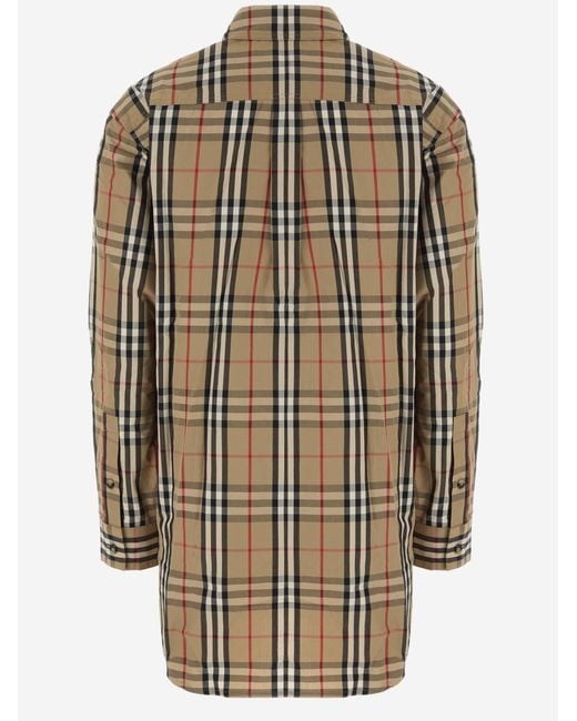 Burberry Brown Cotton Shirt With Check Pattern