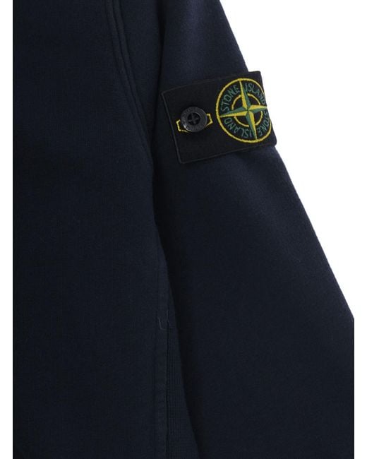 Stone Island Blue Hooded Zip Sweatshirt Hoods & Sweatshirts for men