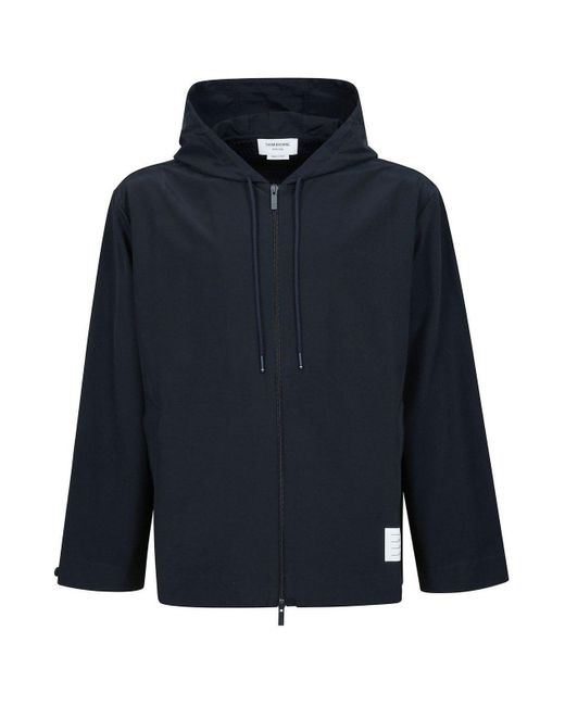 Thom Browne Blue Drawstring Hooded Jacket for men