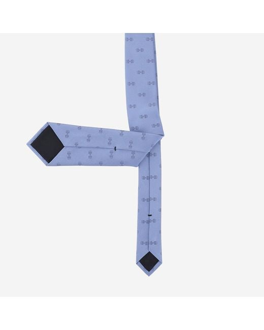 Gucci Blue Silk Tie Morsetto Print Ties & Bow for men