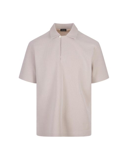 Zegna Brown Honeycomb Cotton Polo Shirt for men
