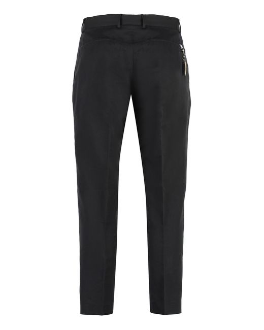 PT Torino Black Cotton-Linen Trousers for men