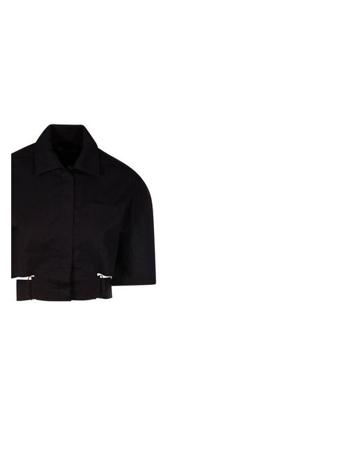 Jacquemus Black Cut Out Detailed Cropped Shirt