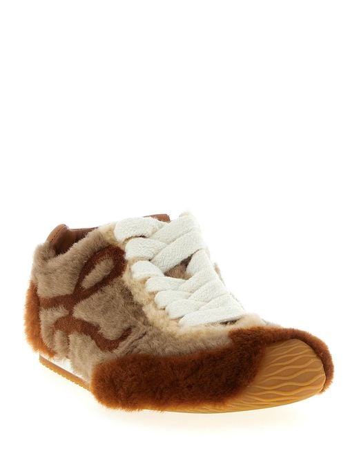 Loewe Brown Lamb Leather Low Top Sneakers