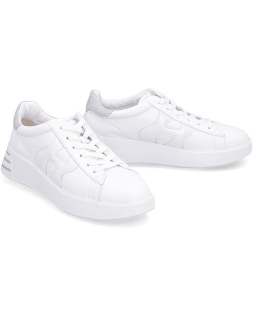 Hogan White Rebel Leather Low-Top Sneakers Trainers