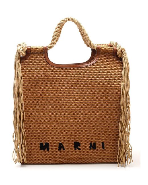 Marni Brown Marcel North-south Fringed Tote Bag