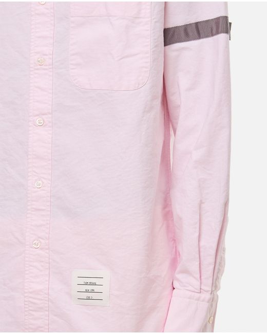 Thom Browne Pink Straight Fit Mini Round Collar Cotton Shirt for men