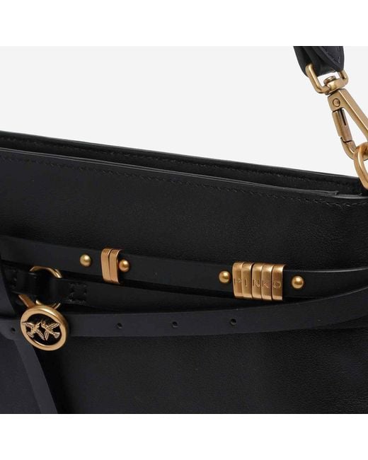 Pinko Black Leather Shoulder Bag