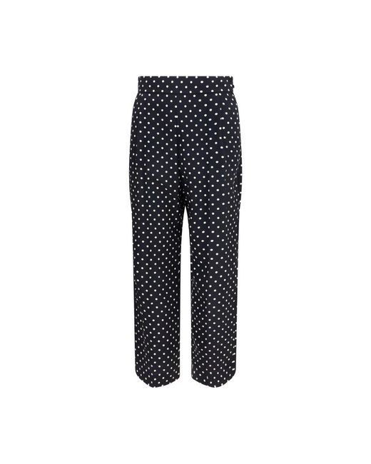 Valentino Garavani Blue Black Silk Cropped Pants