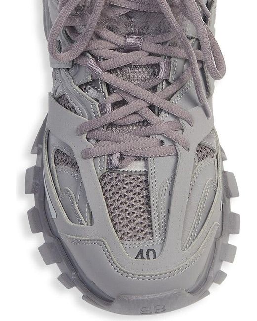 Balenciaga Gray Track Hike Faux Fur-Lined Sneakers