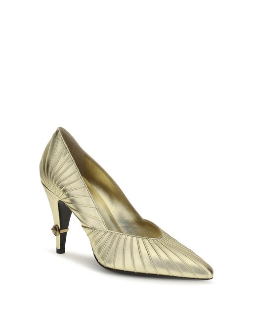 Versace White Pumps Metallic Leather Calf