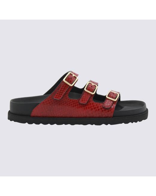 Birkenstock Red And Leather Florida Snake Sandals