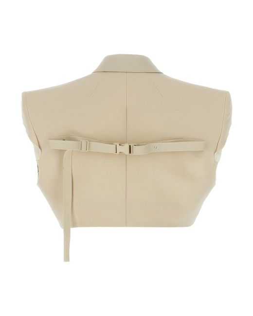 Rick Owens Natural Cropped Wool Blend Cotton Vest